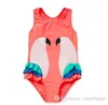 INS Swimwear Flamingo Swan Bikini Girls Girls OnePieces купальник мультфильм купальный костюм Дети Прекрасный попугай Flamingo Ruffled Kids Baby Clo3704815