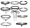 10 unids / lote hecho a mano Vintage Outus Flower Choker Collar Set Stretch Velvet Classic Gothic Tattoo Lace Choker Collares Envío Gratis
