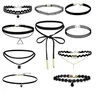 10st/parti handgjorda vintage outus blommor choker halsband set stretch sammet klassisk gotisk tatuering spets choker halsband gratis frakt