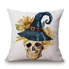 custom cushion cover wholesale skull sofa chaise throw pillow case cotton linen almofada watercolor cojines 45cm