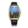 Sewor Skeleton Watch Mechanical Automatic Authatil Wind Leather Bracelet Fase Men Luxury Man Tonneau Case Watches Sewor013105