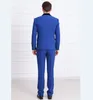 クラシックスタイルの新郎のスーツワンボタングルーミングTuxedos Royal Blue Mens男服のための花婿の服（ジャケット+パンツ+ベスト）