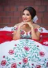 2017 nuevos vestidos de quinceañera vintage blancos y rojos con cuentas bordadas Sweet 16 Prom Pageant Debutante vestido de fiesta QC 450