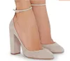 2017 женщин высокие каблуки насосы партии обувь дамы лодыжки ремень пряжка насосы коренастый пятки Гладиатор сандалии сексуальная точка Toe платье обуви