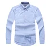 Atacado 2017 novo outono e inverno masculino manga longa 100% algodão camisa masculina pura moda casual Oxford camisa social roupas de marca