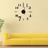 Wholesale-Fashion Quartz Clocks Watches 3D Real Big Wall Clock Rushed Mirror Sticker Diy Living Room Decor