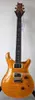 Personalizado 24 Estoque Privado Paul Smith Chama Amarela Maple Top Guitarra Elétrica Branco Mooter de Pérolas Aves Anel Inlay Top Selling