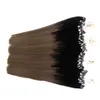 Brasilianisches Ombre-Haar, Micro-Loop-Echthaarverlängerung, 1 g, 400 g, Farbe 1b/Grau, 100 % echte silbergraue Haarverlängerung, Mikro