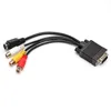 Hot New VGA SVGA do S-Video 3 RCA AV TV Out Adapter Cable Converter PC Komputer Laptop 50 sztuk / partia