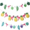 Hawaiianisches tropisches Flamingo-Ananas-Banner, Filzflagge, Girlande, Wimpelkette, Sommerparty, Hochzeit, Weihnachten, Junggesellinnenabschied, Babyparty, Dekoration