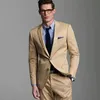 Hübscher Khaki-Hochzeits-Smoking, Slim-Fit-Anzug für Männer, Trauzeugenanzug, zweiteilig, preiswerter Abschlussball, formelle Anzüge (Jacke + Hose)