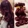 #99J Wine Red Brazilian Virgin Remy Hair Extensions Body Wave Wavy Virgin Human Hair Weaves 3Pcs/Lot 300Gram Brazilian Burgundy Hair Bundles
