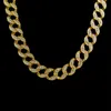 Mens hip hop 18k guldpläterad 30 "inches iced out cz miami kubansk curb länk kedja halsband bling bling 15mm mode smycken