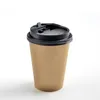 100PCS Engångs 12-oz Hot Beverage Cups med svart lock Design Perfekt för kaféer Eco Friendly Isulated Paper Cup Gratis frakt (7)