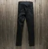 Designer Mens Black Motorcycle Biker Jeans strappati elastici in denim da uomo vintage lavato invecchiato per uomo