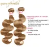 Peruanska blonda buntar obearbetade mänskliga hårväv 3 st 300g Brasilianska Peruanska Malaysiska Indiska Virgin Hair Body Wave Color 27 #, 99J