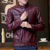 도매 - 가을 망 가죽 오토바이 라이더 폭격기 자켓 모토 레드 PU 가죽 코트 Jaqueta de Couro Masculina Campera Cuero Hombre New