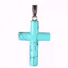 Wholesale Mixed Natural Energy Crystal Stones Slim Hanging Celtic Cross Lucky Pendant Free Beads for Women Men Hand Carved Pendants Jewelry