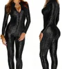 3 couleurs nouveauté Costume en peau de serpent dames Sexy Faux cuir Catsuit jeu Cosplay gothique fermeture éclair combinaison fille discothèque danse vêtements