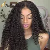Mänskligt viign hår kinky lockigt spets frontal peruker full spets hår peruk medium cap storlek med kammar för svarta kvinnor naturliga färg densitet bella hår