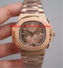 Luxury Watches 5980/1A N@UTILUS Stainless Steel Bracelet Rose Gold Dial Automatic Fashion Brand Men's Watch Wristwatch