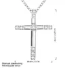 wedding Inlaid stone cross women's sterling silver plate Necklace fashion 925 silver pendant Necklace with chains GN5392080