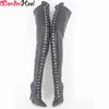 Wonderheel Extreme High Heel 12cm Stiletto OverKnee Boots Matte Lår High Boots Sex Fetish High Heel Lace Up Crotch Boots