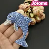 100pcs Beautiful Blue Crystal Rhinestone Dolphin Brooches Silver-Tone Animal Fish Brooch Pin as a gift for women