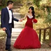 Dames Arabische Strapless Wijnrood Lange Mermaid Prom Dress Party Toga Tule Formele Jurken Lace-up Evenjurken