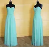 Fall Country Style Mint Bruidsmeisjes Jurken Sweetheart Een lijn Lange Chiffon Wedding Gast-jurk