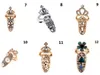 Finger Nail Art Rings met Side Stenen Kleurrijke Crystal Rhinestone Knuckle Fingernail Tail Ring Crown Cover Bescherm Nails Charms Sieraden