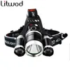 Litwod 3T6ヘッドランプ3X XML T6 LEDヘッドライト9000ルーメンヘッドランプ懐中電灯トーチランタルナLEDヘッドランプ90度ナイト7660817