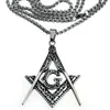 Silver tone stainless steel sculpture Freemasonry Masonic Mason Pendant necklace N282