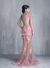 Tony Chaaya Sexy Mermaid Evening Dresses 2019 Lace Applique Jewel Neck Floor Length Formal Prom Gowns See Through Maxi Dress1962149