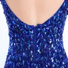 Royal Blue Crystals Beaded Prom Dresses 2017 Nieuwe Mode Tule Sweep Train Avondjurken Rits Back Formal Party Jurk goedkoop