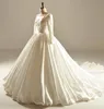 Vintage 1950s 60s Court Ball Gown Modest Bröllopsklänningar med långa Fullständiga ärmar Beaded Lace Satin Bridal Gowns Vestido de Noiva Real