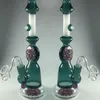 New Fashion Glass Water Pipes With Glass Banger Bongs Dark Green Water Pipes Handmade Perclator Recycler Oil Rigs Glass Bongs Hookahs