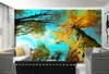 Mode 3D Home Decor papier peint pour murs 3 d pour le salon Beautiful Golden bouleau forêt feuille vue TV fond mur