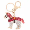 Nouveau Crystal Crystal Cheval Clé Chaîne Strass Charms Pendentif Sac À Porte-clés Chaîne porte-clés pour Femme Girl Cadeau d'anniversaire 5 Couleur