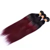 PASSION Ombre cheveux raides tisse 4 paquets rouge foncé 1B 99J bordeaux brésilien vierge cheveux 100 cheveux humains armure Bundles3165137