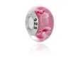 10 Adet 925 Ayar Gümüş Pembe Çiçek Murano Lampwork Cam Boncuk Charm Big Hole Gevşek Boncuk Pandora Avrupa Bilezik Kolye