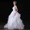 恋人ダイヤモンドオーガンザウェディングドレス魅力的な白い階層化された安価なカスタムメイドの本物の画像ブライダルガウンA0296616876