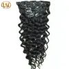 Clipe em extensões de cabelo humano Extensões de cabelo humano cacheadas profundas clipes de 7pcs/conjunto 10pcs/conjunto para clipe de cabeça inteira no cabelo