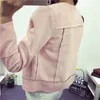Vente en gros- 2017 New High Street Ladies Soft Suede Jacket Femmes Vintage Faux Leather casual short Army Green Pink Outwear Tops Slim Wear