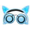 Vikbara Cat Ear-hörlurar med LED-glödande hörlurar Huvudband Gaming Headset Auricular För PC Laptop Mobiltelefon MP3 Barn