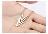 high quality rose gold color plated stainless steel initial letter v necklace for women classical design jewelry for women