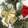 Noel kırmızı kumaş papyon Noel ağacı dekor biblo asılı süslemeleri ev partisi süsleme kolye