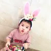 Bébé filles doux en peluche lapin oreille bandeaux accessoires de cheveux de noël enfants 3D bandeaux floraux bande dessinée fête