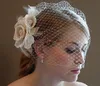 Voiles de mariage Champagne Ivoire soie Fleurs Plume Cage À Oiseaux Voile De Mariée Cheveux De Mariage Bonne qualité Accessoires De Mariée