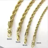Mens 14k gult guldpläterad bredd 3 4 5 6mm French Rope Link Chain Necklace224T